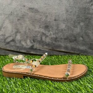 Steve Madden Teez Studded Sandals Clear Strap Thong Sandals Women's size 6